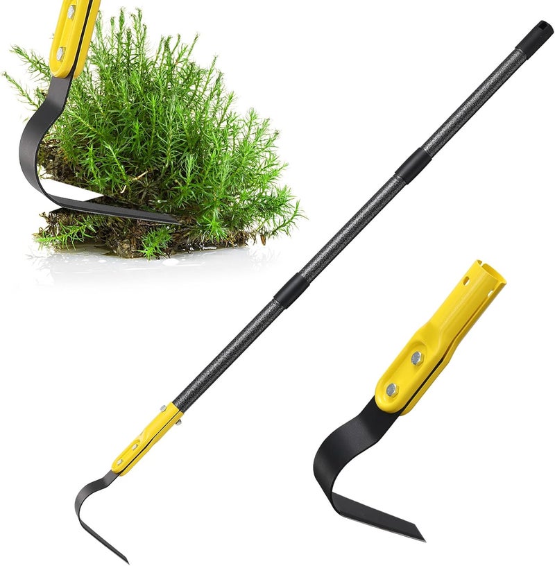 Lilyvane Garden Hoe Tool, 49 Inch L Shaped Hoe Garden Tools with Adjustable Long Handle for Weeding, Loosening Soil,Trenching, Heavy Duty Crack Crevice Weeding Hoe Hand Garden Tools for for Gardening Planting - Image 1